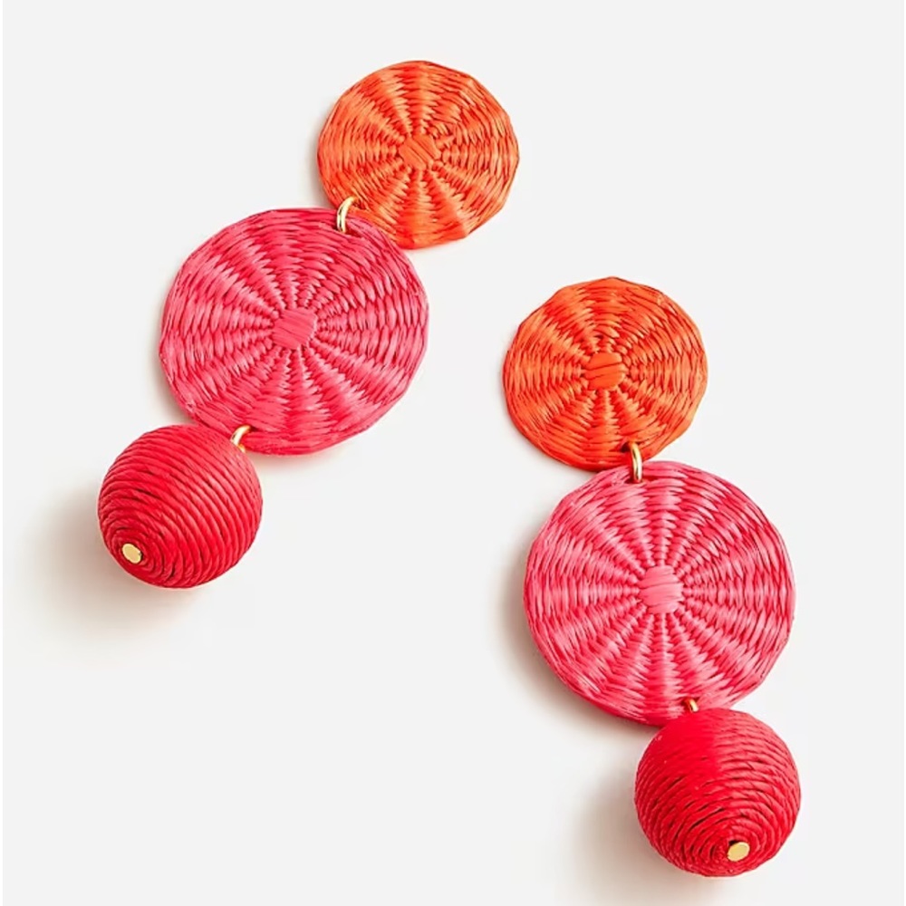 J Crew Triple-Drop Raffia Earrings, NWT